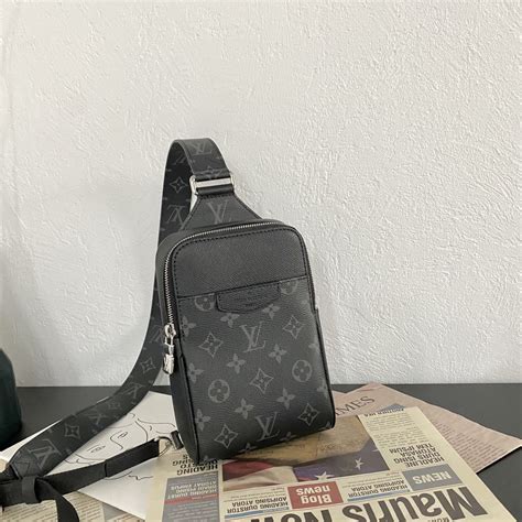 lv m30741|Louis Vuitton Outdoor Slingbag Taigarama Noir Black.